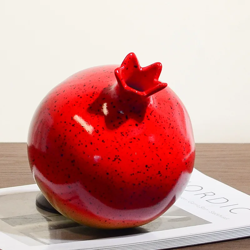 Modern Gradient Color Pomegranate Ceramic Vase Flower Arrangement Container Table Decoration Fruit Pomegranate Shape Vase Crafts 4