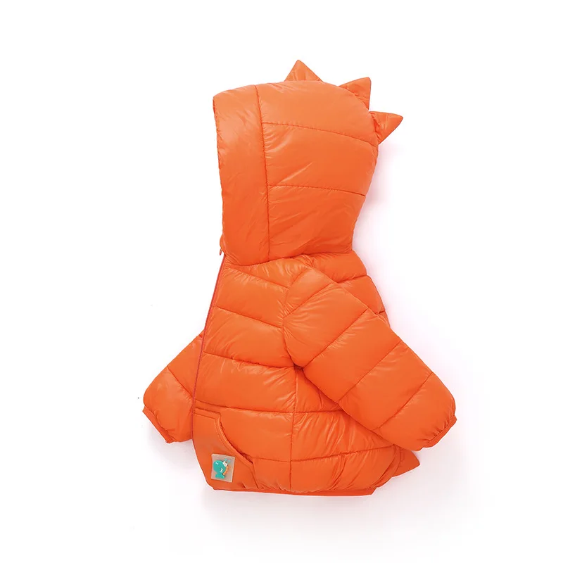 Baby Warm Outerwear Autumn Winter Children Down Cotton Jacket Boys Girls Fashion 3D Dinosaur Coat Toddler Hooded Clothing