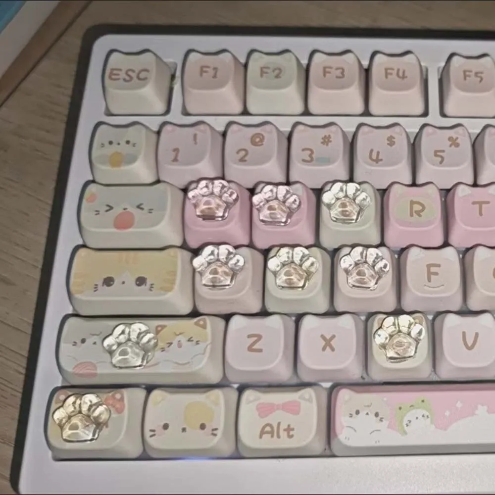 새로운 30Pcs 투명한 고양이 발 키보드 스티커 긴 손톱을위한 높은 키 패드 타..