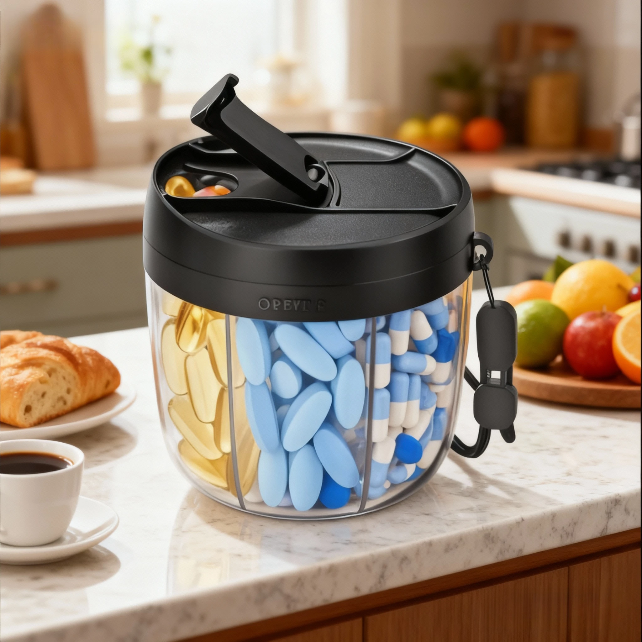 Enhanced Portable 7-Section Vitamin Supplement Organizer with Clarity-Boosting Design