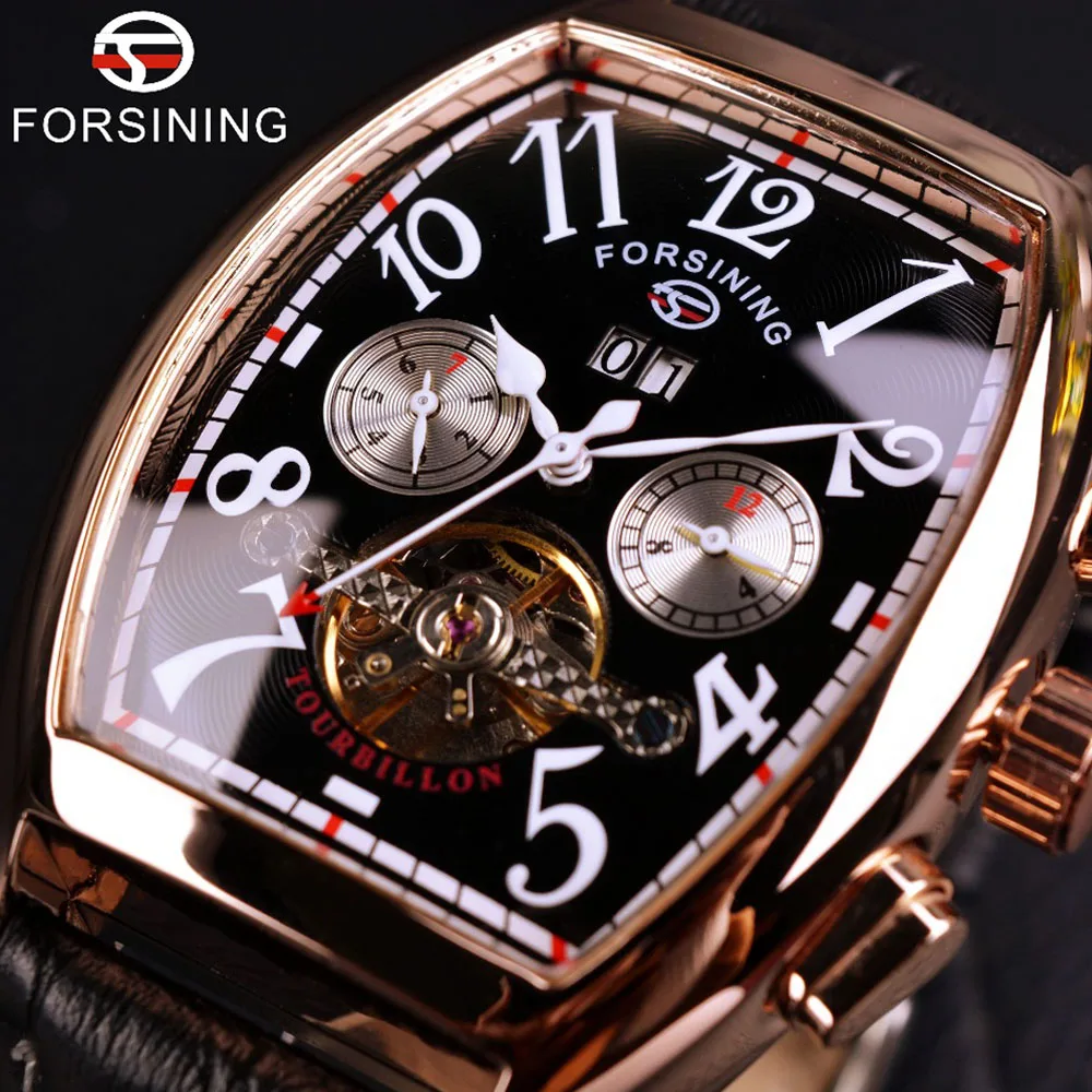 Forsining Date Month Display Rose Gold Case Mens Watches Top Brand Luxury Automatic Watch Montre Homme Clock Men Casual Watch l homme a la rose