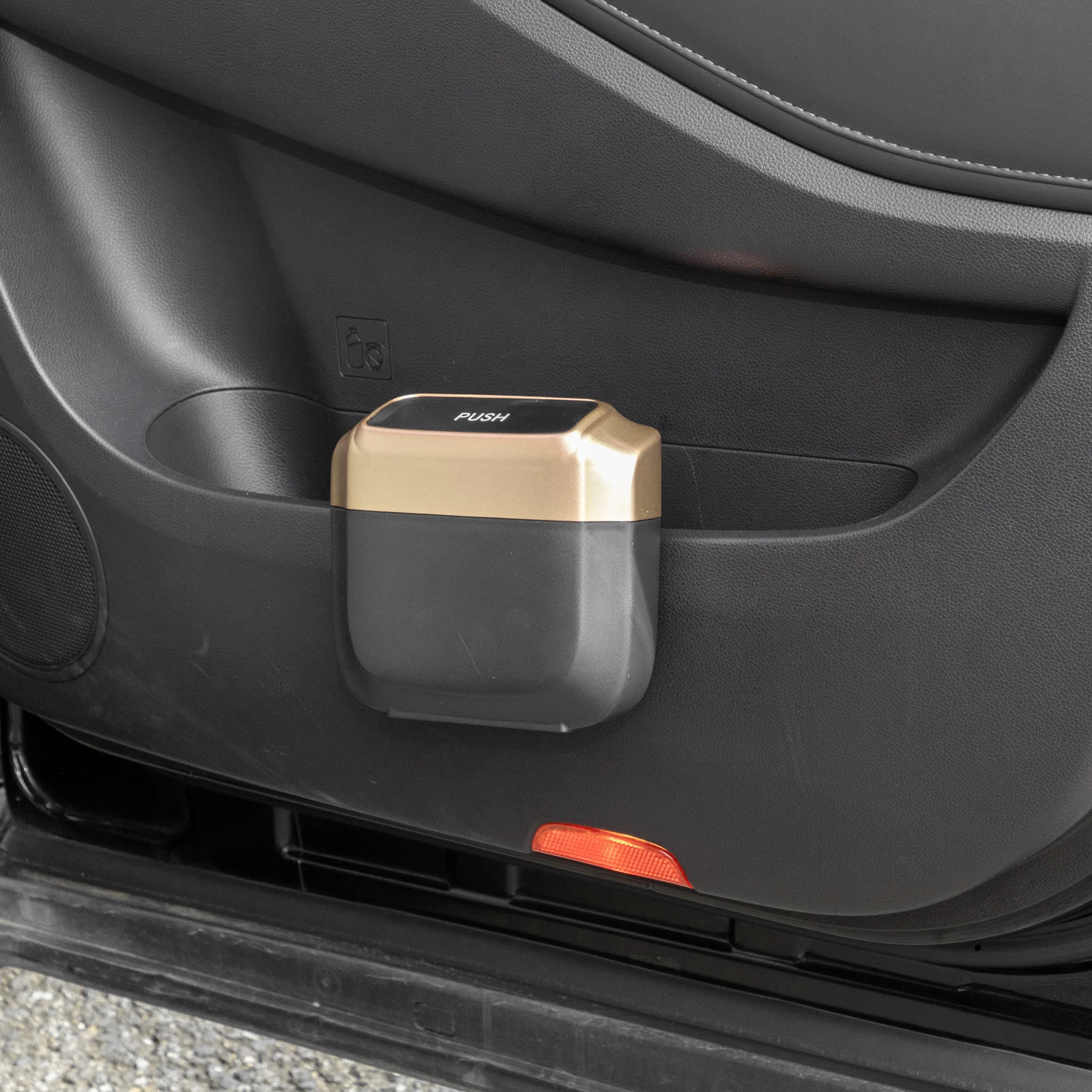 UXCELL Car Trash Can Hanging Car Door Plastic Square Pressing Type Trash Bin Vehicle Garbage Storage Box With Lid 1 Set