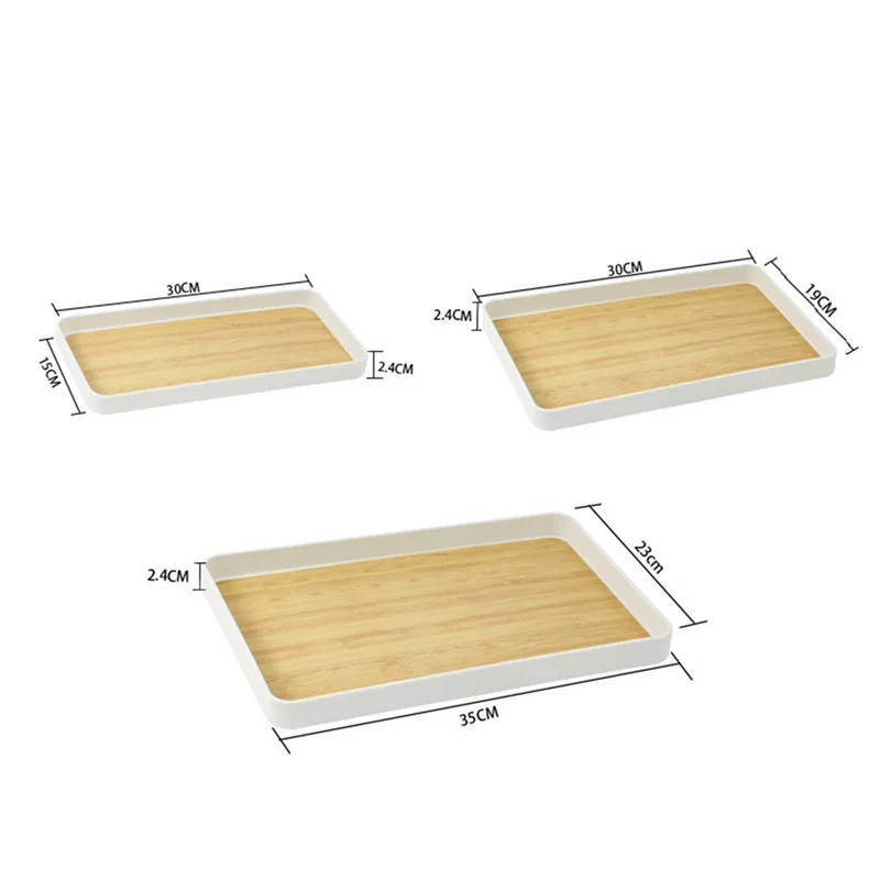 Japanese Decorative Rectangular Tray Plastic Imitation Wood Grain Serving Tray Tea Cup Saucer Fruit Snack Storage Plate Trays wooden serving tray,kitchen tray