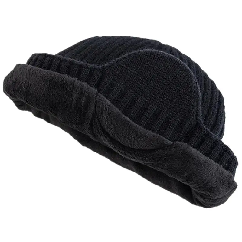 New Unisex Plush Fur Lined Winter Beanie Hat With Earflap Fashion Winter Hats For Men Women Outdoor Classic Keep Warm Cap