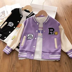 Spring Autumn Girls Jackets Kids Cardigans Fashion Print Baseball Uniform For Baby Girl Coat Children Clothing Teen Sport Jacket