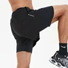 Men Summer Swim Shorts Sportswear 2 in 1 Compression Jogging Short Beach Casual Pants Double-deck Bottoms with Zipper Pockets 2