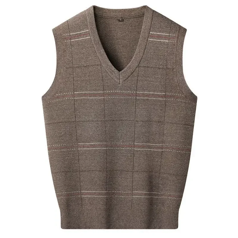 thumbnail image 1 of Suéteres de punto para hombre, cuello en V, ropa para hombre, chaleco sin mangas, chaleco estampado, tops coreanos de otoño e invierno de 2024, prendas de punto AX, 1 of 5