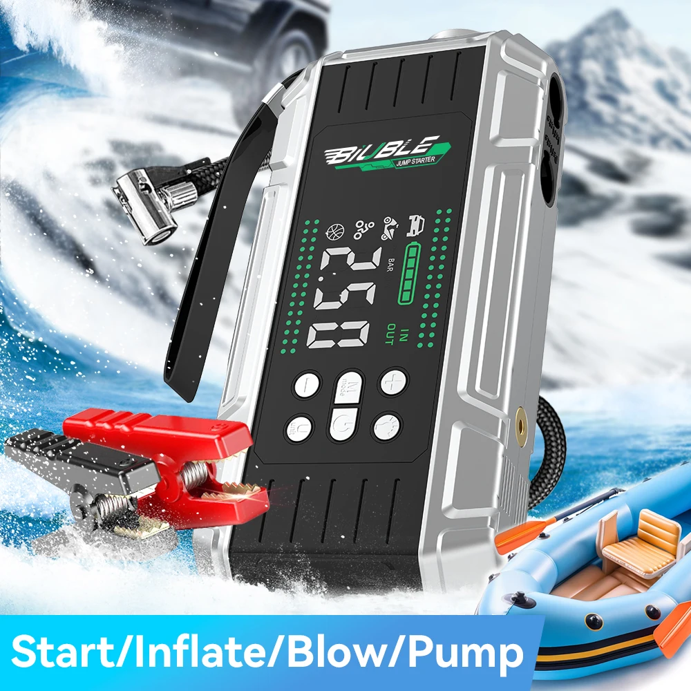 Car Jump Starter with 150PSI Tire Inflator(All Gas & 10.0L Diesel Engine), 12V Portable Battery Charger for Emergency