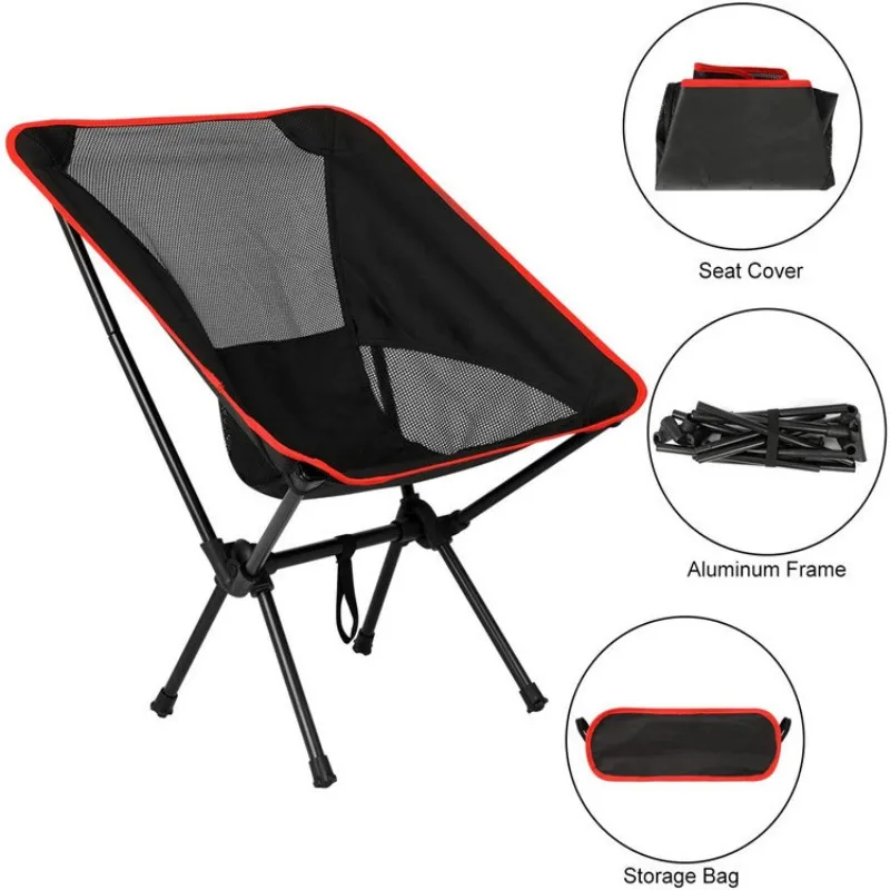 Detachable Portable Folding Moon Chair Outdoor Camping Chairs Beach Fishing Chair Ultralight Travel Hiking Picnic Seat Tools camping chair detachable portable chair aluminum alloy stand beach chairs load bearing 120kg 360 degree swivel outdoor furniture