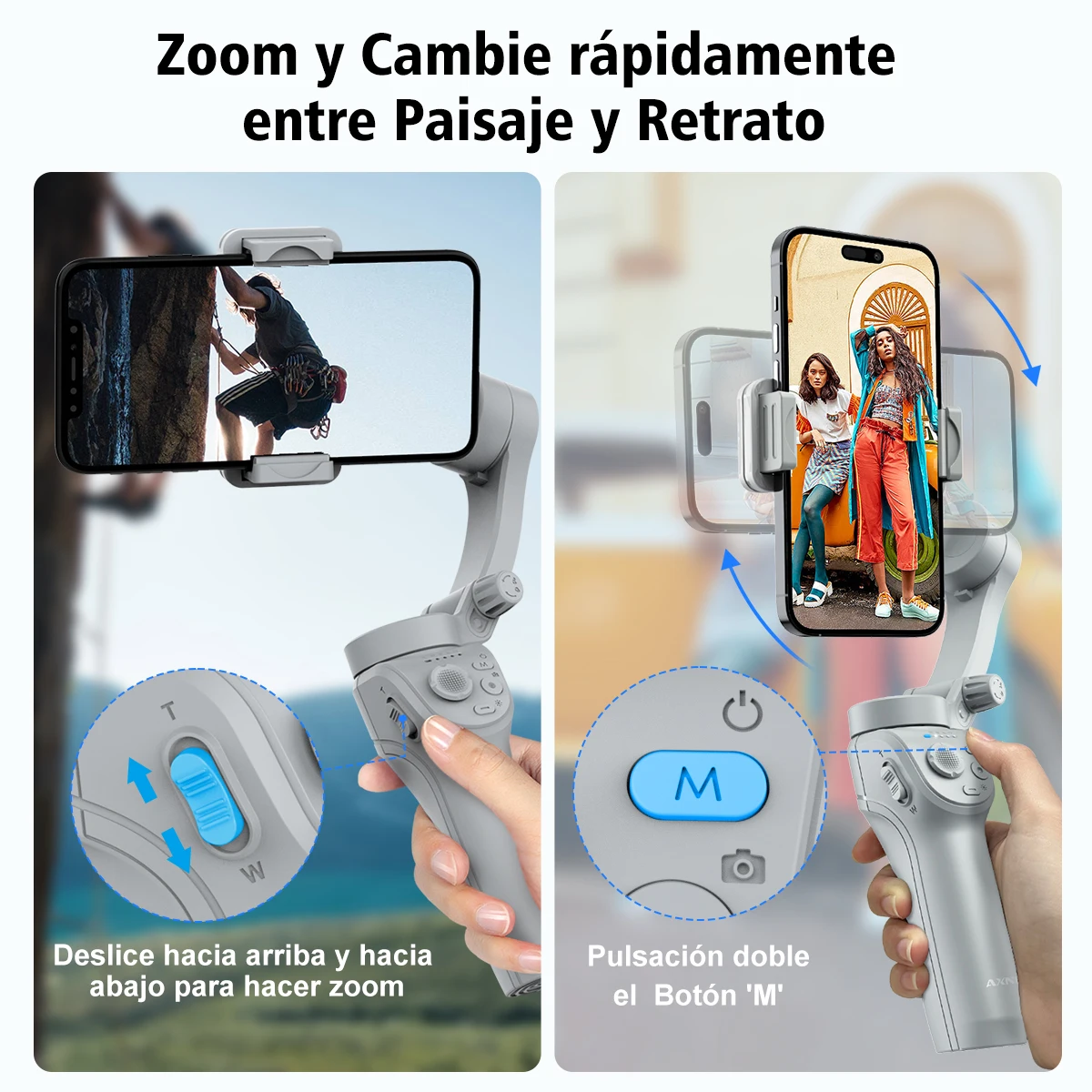 AXNEN-HQ6 Handheld Gimbal com Luz de Preenchimento, Estabilizador