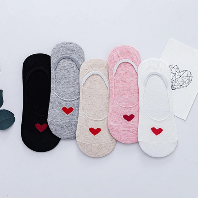 2 Pairs Random Cotton Cartoon Socks Pink Cute Cat Ankle Socks Red Heart  Animal Socks for Women Gril