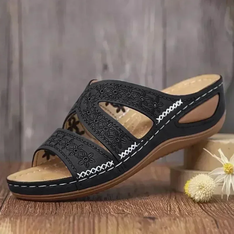 2025 Summer Women Wedge Sandals – Orthopedic, Open Toe, Vintage Anti-Slip Leather Platform Shoes Beach Footwear Sandals