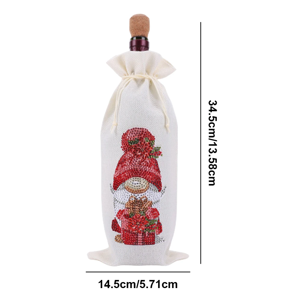 4pcs DIY Diamond Art Label Liquor Bottle Cover Wine Champagne Decorative Bag Rhinestones Wine Wrapping Bag for Party Wine Decor