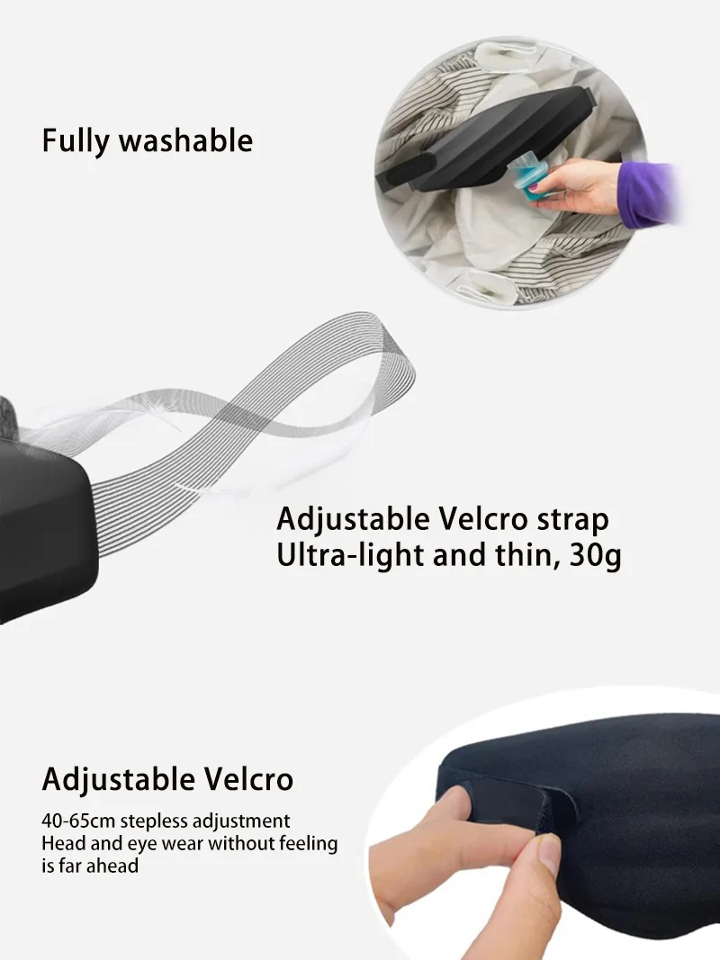 Antifaz para Dormir 4S Pro, Antifaz 3D Estereoscópico para Dormir, para Hombres, Mujeres y Adultos, Ajustable, Portátil,