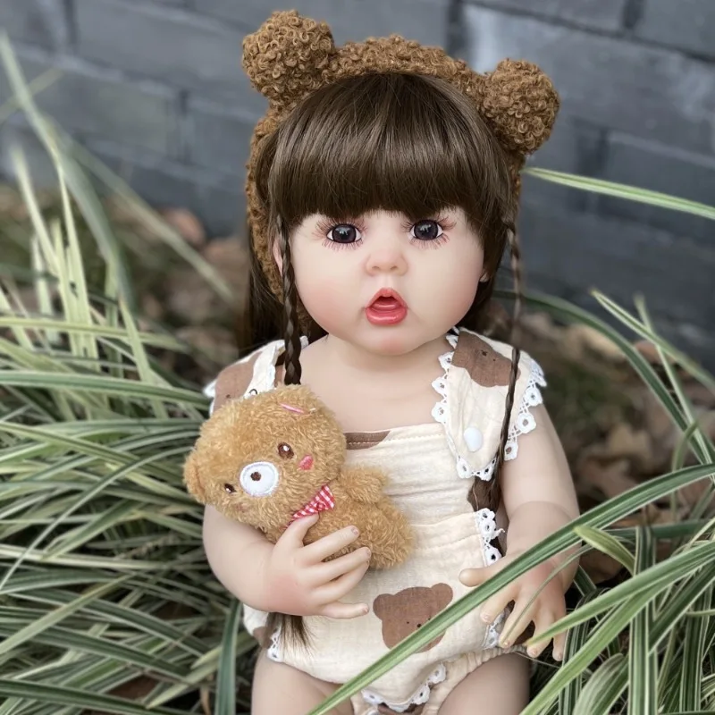 

55cm Cuddly Bebe Reborn Cute Erin Baby Girl Painted Full Body Soft Vinyl Lifelike Real Art Reborn Dolls Bonecas Infantil Meninas