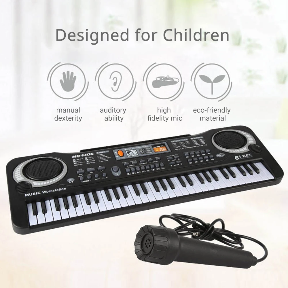 61 Keys Electric Piano Music Electronic Keyboard Beginners Organ Mini Microphone 