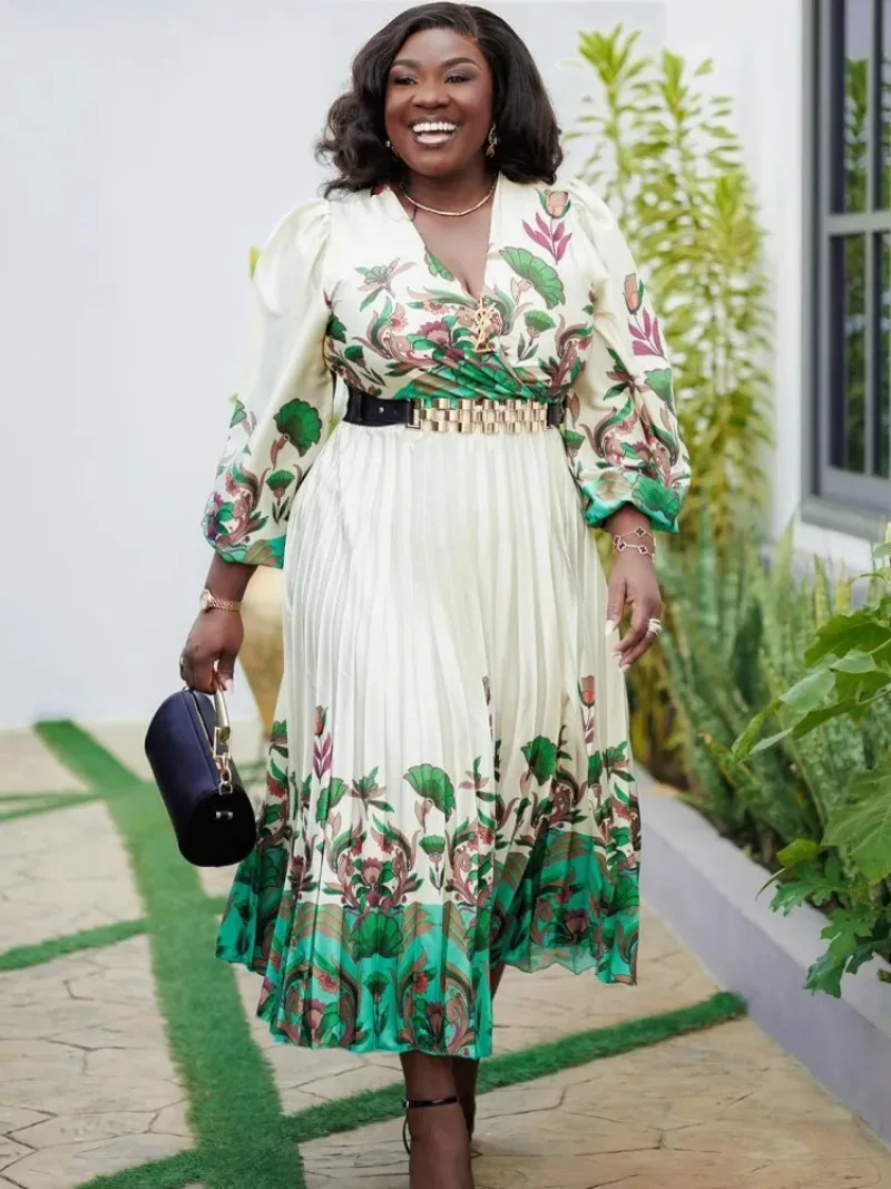 Green African Dashiki Dress Plus Size Long Red Gold African Womens