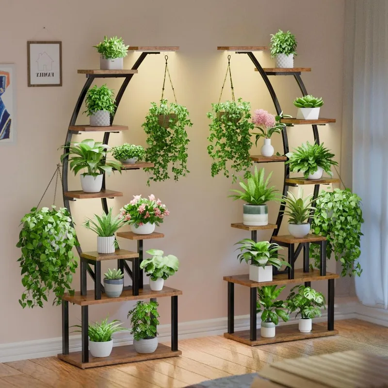 

Stand Indoor with Grow Lights,9 Tiered Metal Plant Shelf, 64" Tall Plant Stand for Indoor Plants Multiple,Large Rack