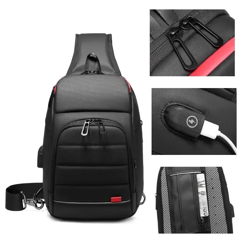 Waterproof Messenger Bag with USB Charging for Men