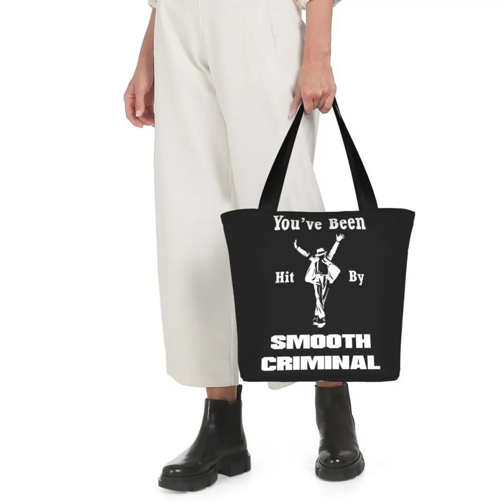 Vintage MJ Smooth Criminal Michael Jackson Shopping Tote Bag Canvas Large Capacity Shoulder Bags Shopper Grocery Handbag Women