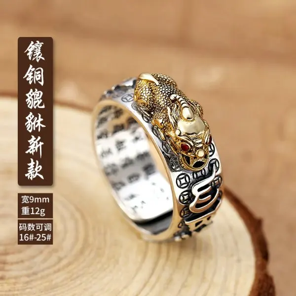 Vintage Punk Kupfer Münze Ring Für Männer Frauen Bringen Reichtum Glück Ring Chinesischen Feng Shui Pixiu Finger Ringe Gothic schmuck Geschenk – Detail 34