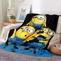 3D Printed Cartoon Cute Big Eyes A-Minions Blanket Soft and Comfortable Children's Nap Blanket Portable Travel Blanket 2