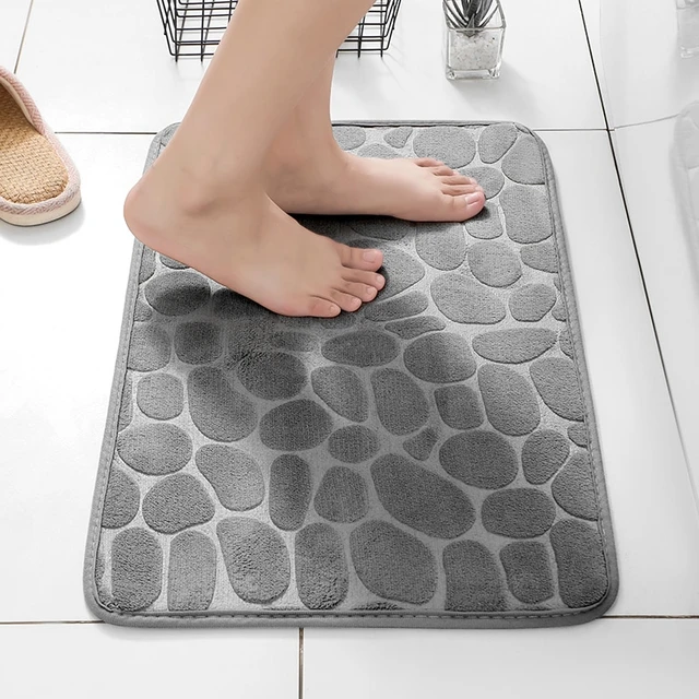 Alfombra antideslizante con relieve de adoquines, Felpudo de espuma  viscoelástica para baño, lavabo, bañera, piso lateral