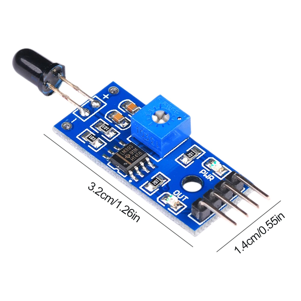 4 Pin IR Flame Detection Sensor Module 3.3V-5V Fire Detector Infrared Receiver Module Sensitivity Adjustable for Arduino DIY Kit