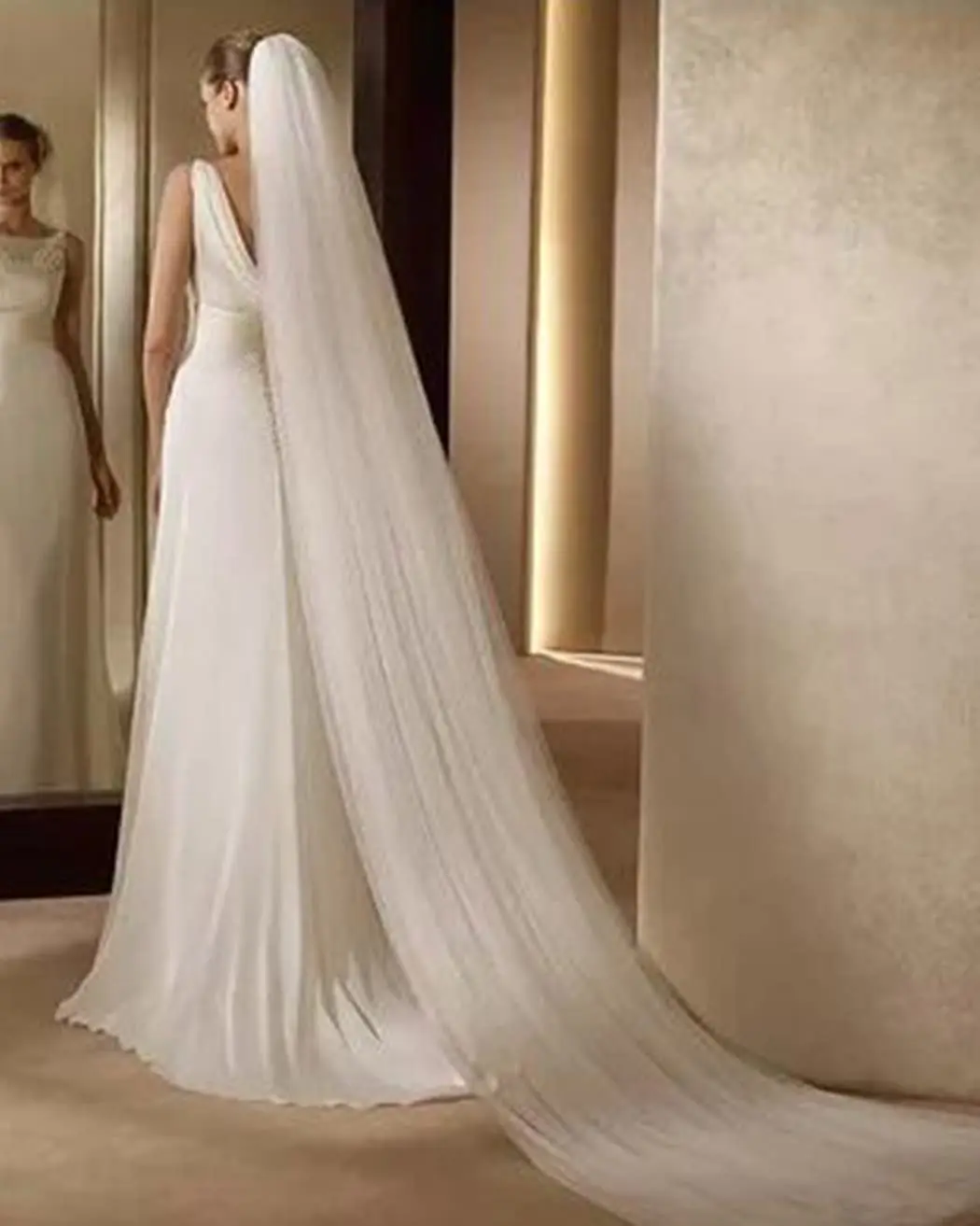 

2-Tier Bridal Wedding Veil Comb and Cut Edge 118" Soft Tulle Veil Long Cathedral for Brides