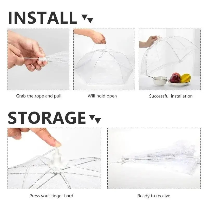Practical Food Cover Mesh Foldable Kitchens Anti Fly Mosquito Tent Dome Net Umbrella Picnic Protect Dish Cover Kitchen Accessory