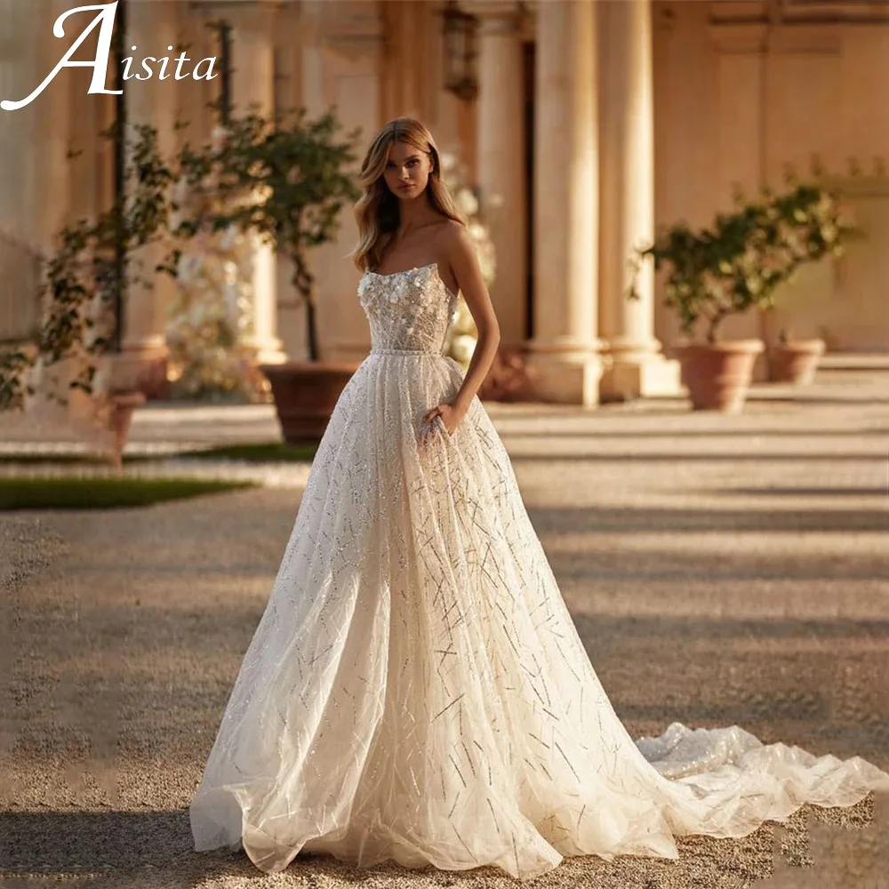 Verna Sin Tirante Novio Vestido Con Apertura Esmeralda