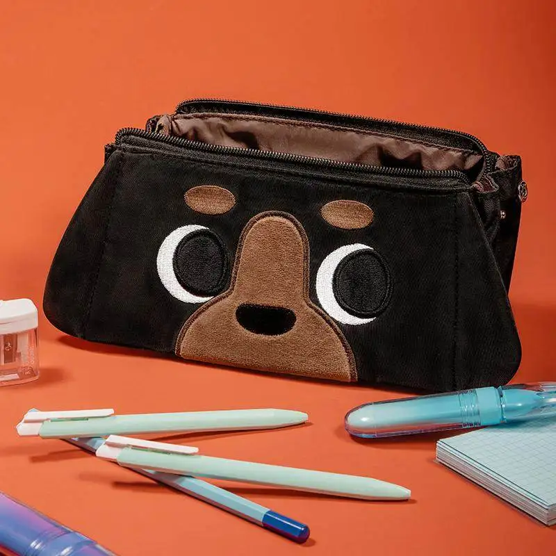 Hongdian 대용량 연필 케이스 귀여운 야구 개 인 스타일 초등 중학교 소년 소녀를위한 틈새 문구 파우치