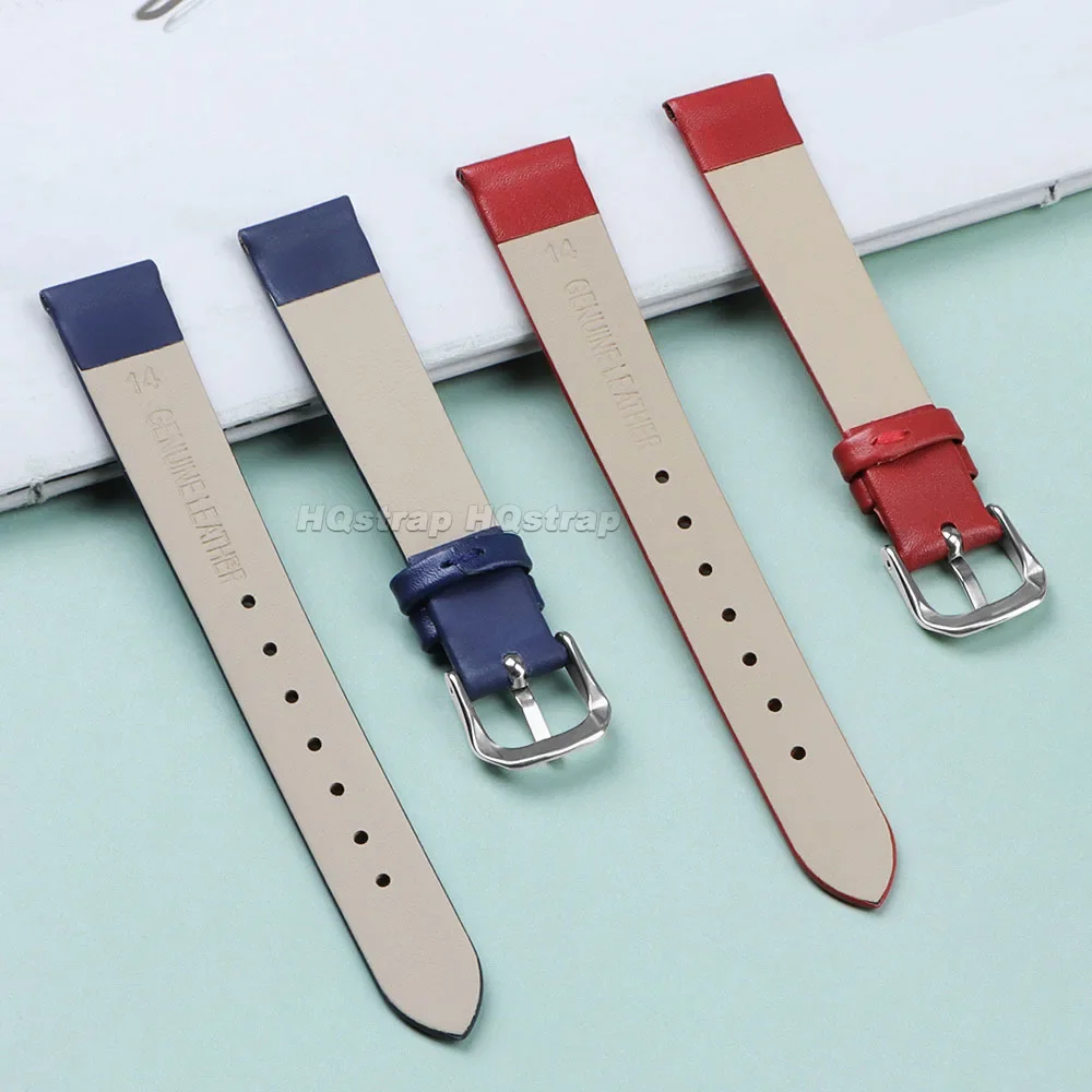 Luxurious Ultra-Thin Soft Leather Watch Strap with Pin Buckle - Sporty and Elegant Unisex Design