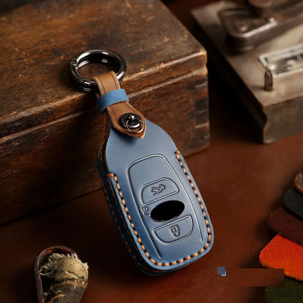 

3 Button Leather Car Remote Key Case Cover For Legacy Brz Wrx Levorg XV Blue Car Key Case Shell Protection Accessories