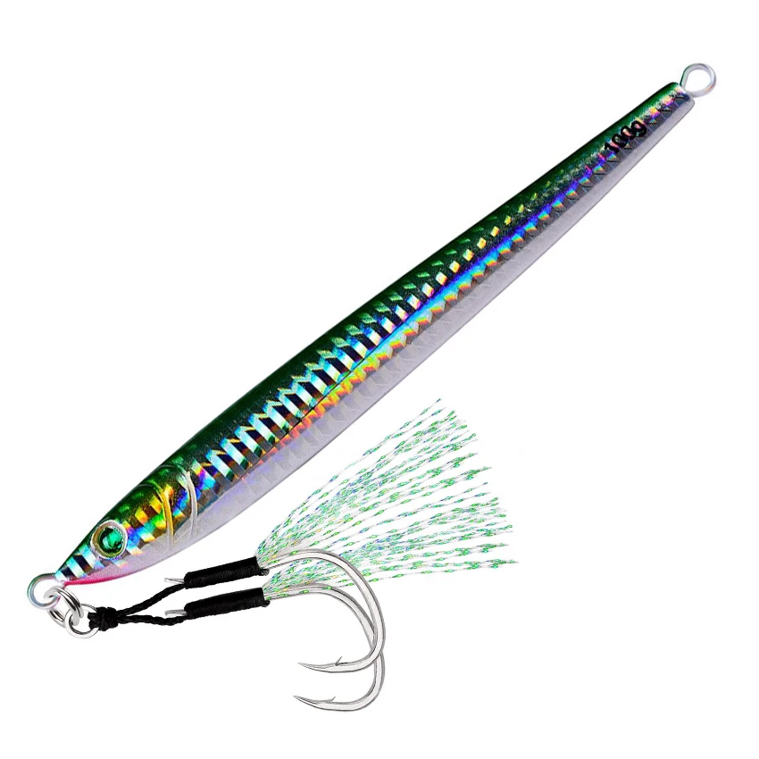 1 pièces leurre de pêche au gabarit en métal Long et plus lent avec crochet cuillère de gabarits à lancer lent 60G 80G 100G appât artificiel en métal de rivage matériel de