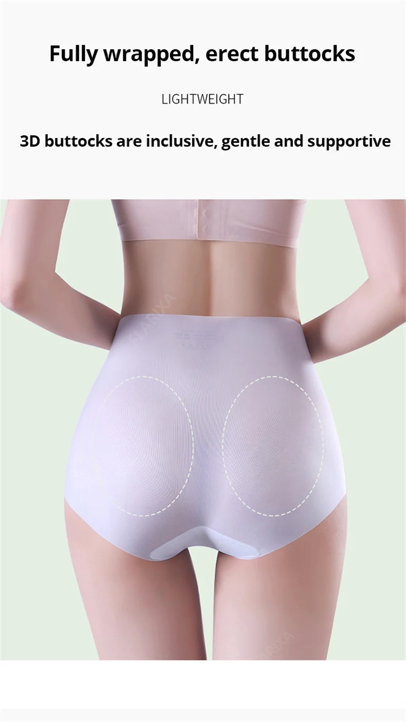 Flarixa 3PCS Seamless High Waist Panties for Women Ultra Thin Ice Silk Panties Comfort Briefs Antibacterial Underwear Underpants