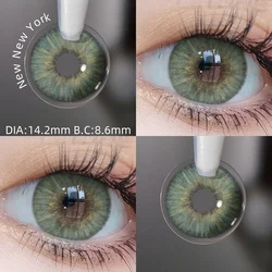 Premium Colored Contact Lenses in Green - Natural Look for Brown Eyes and Gray Pupils (New New York)