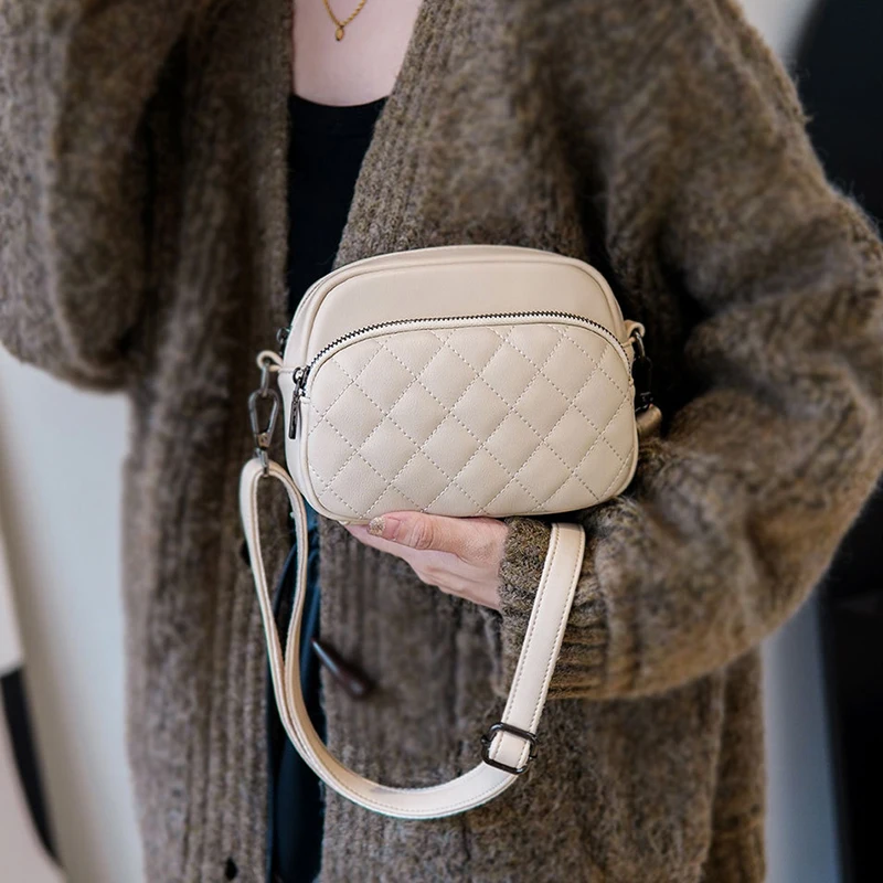 Diamond Lattice Women's Shoulder Bag Leather Female Crossbody Bags Luxury Handbags Organizer and Purses Shopping Cell Phone Bag