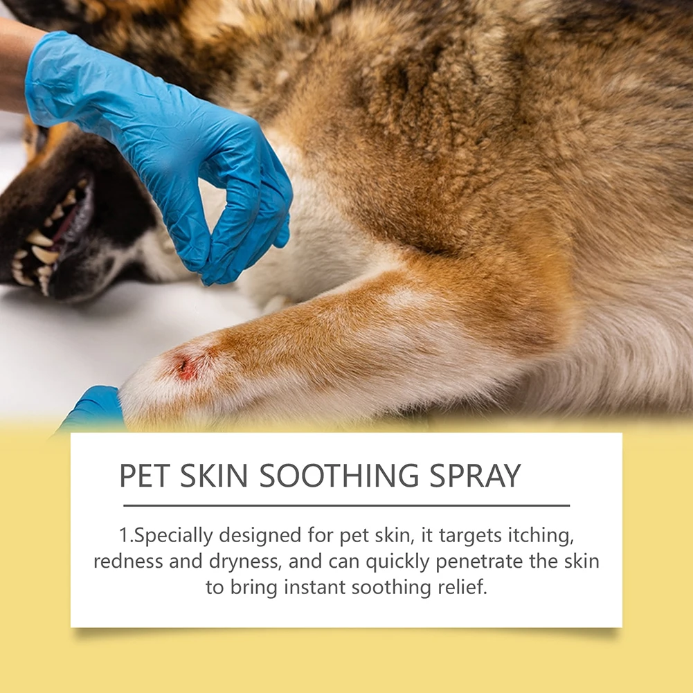 Skin Soothing Spray for Dogs Cat Natural Gentle Pet Skin Soothing Spray Highly Effective Natural Anti-Itch Spray Pet Wound Spray