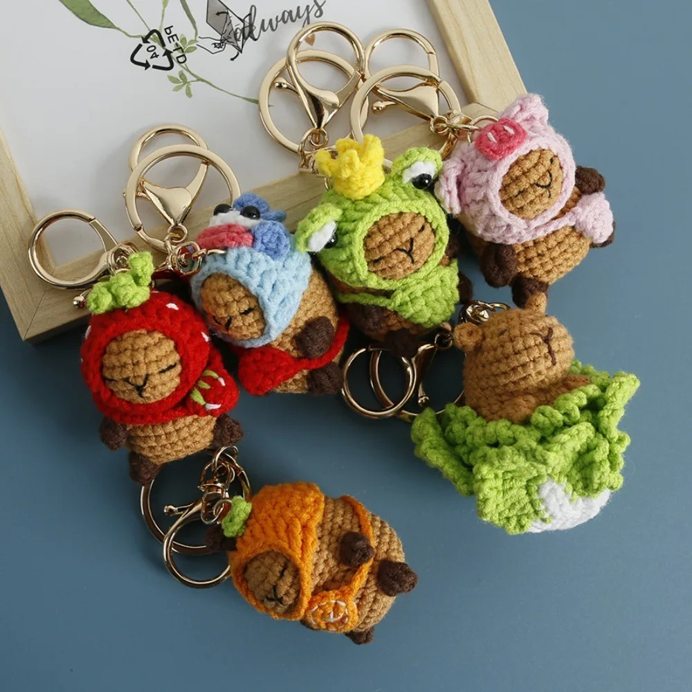 Kids Toys Capybara Doll Keychains Creative Crochet Cartoon Pendant Knitted Bag Accessories Bag Pendant 3