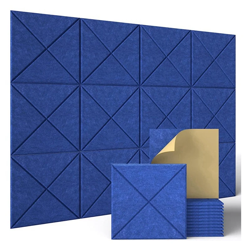 

12 Pack X-Lined Acoustic Panels With Self-Adhesive Decorative Soundproof Wall Panels Sound Absorbing Tile For Home&Offices