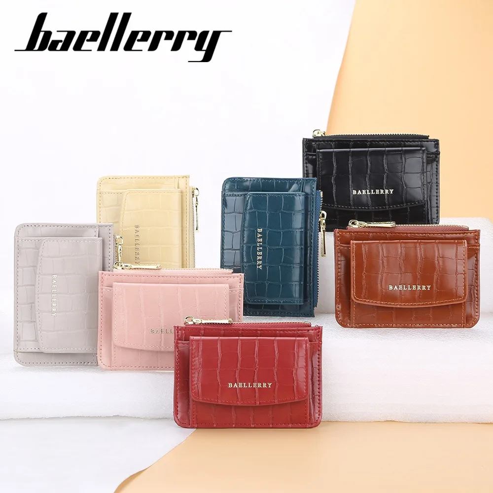 Baellerry Vertical Zipper Wallet for Women Pu Leather Slim Purse with Coin Pocket Fashion 2025