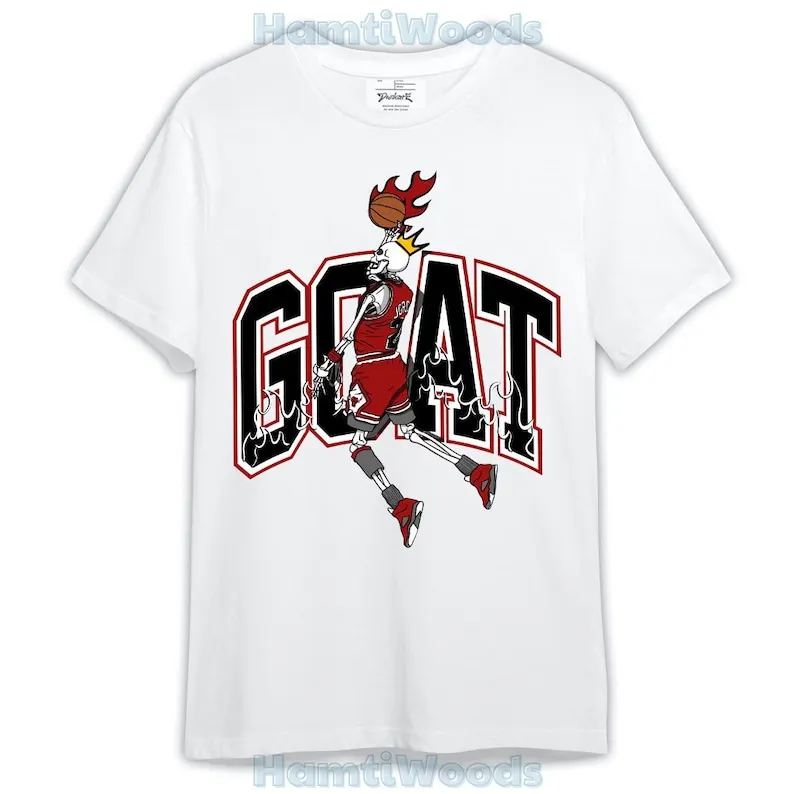 

Red Taxi 12s Shirt, G.O.A.T Skeleton Fire Retro Taxi Flip 12s Shirt Outfit