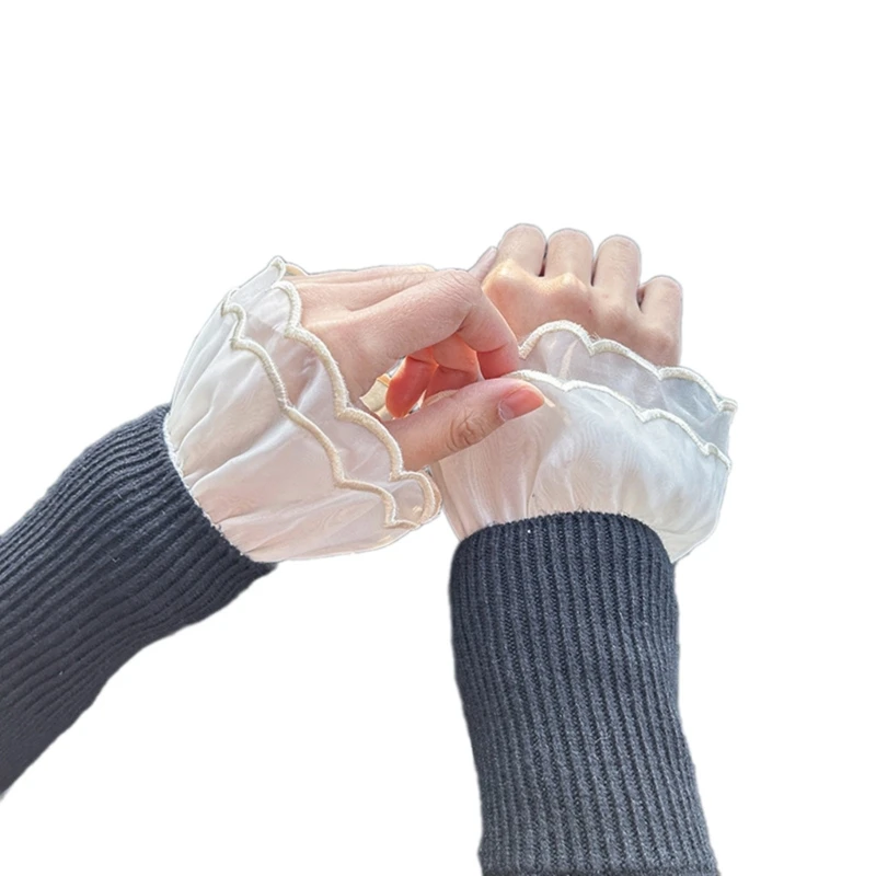 

False Lace Cuffs Sweater Decorative Wristband False Flared Sleeves Detachable