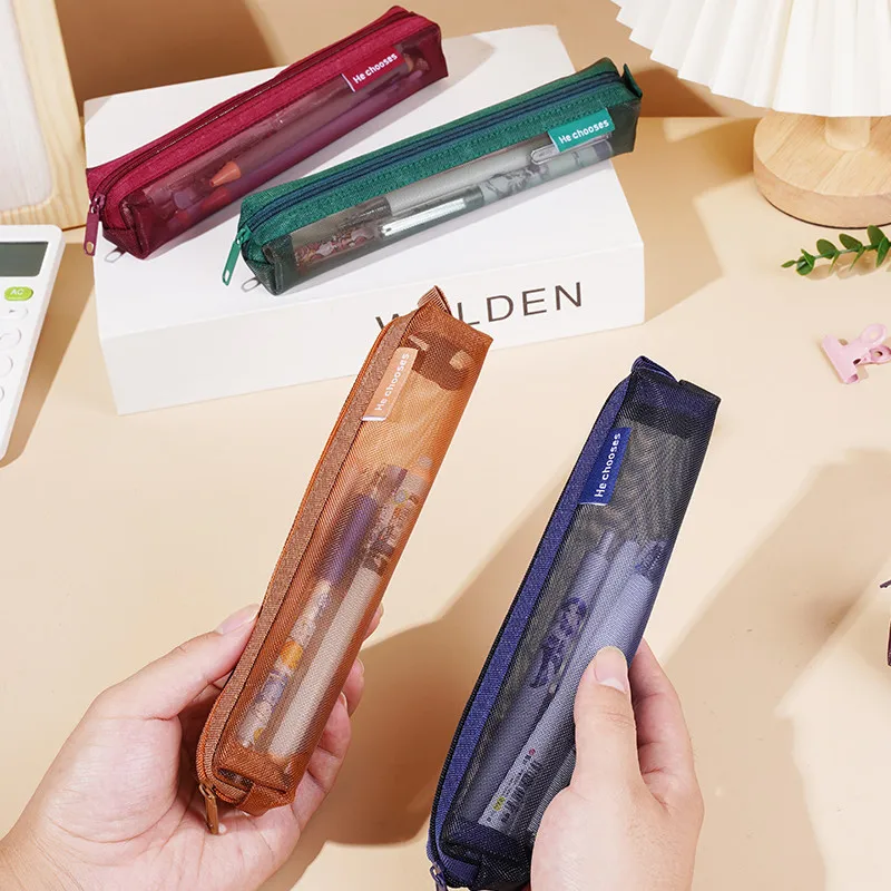 1 Pcs Simple Mesh Transparent Pencil Case pencil case