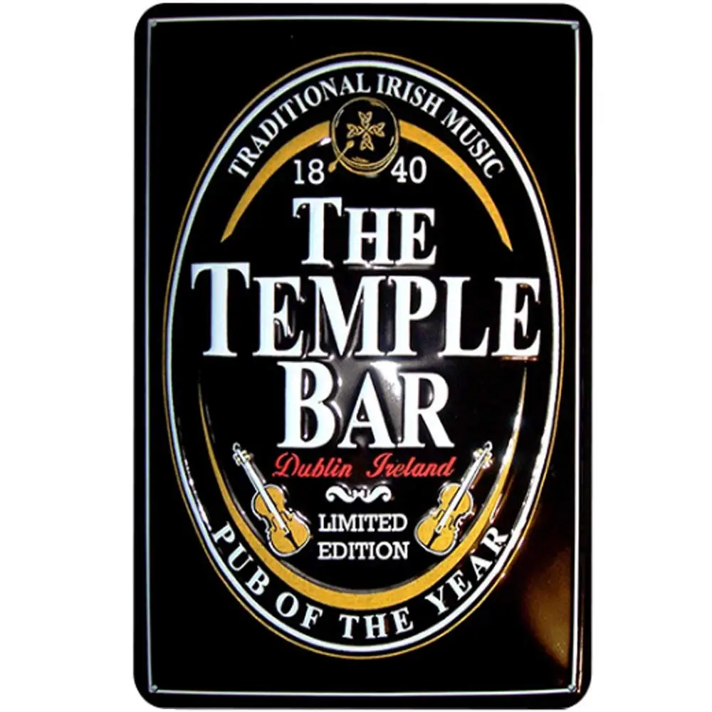 

Retro Design The Temple Bar Tin Metal Signs Wall Art | Thick Tinplate Print Poster Wall Decoration for Bar