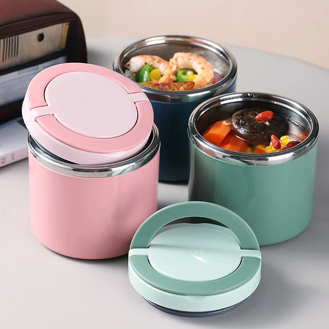 Boîte à bento isolée en acier inoxydable avec poignée, thermos à soupe, bocal à aliments, récipient à lunch, récipient pour aliments froids et chauds 2