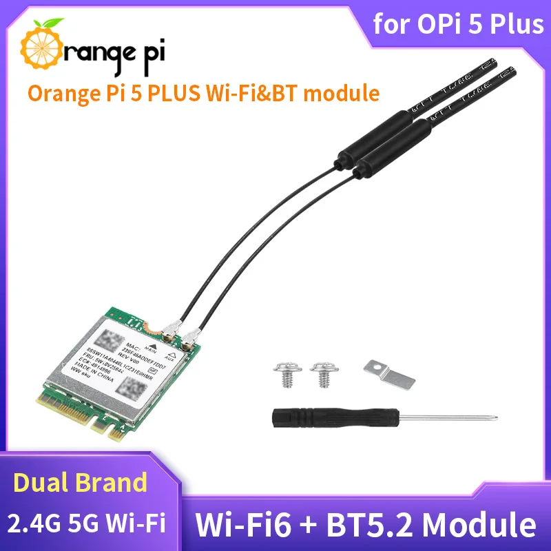 Orange pi Plus com Interface Chave Wi-fi6 Mais Módulo Bt5.2 Marca Dupla 2.4g 5g Wi-fi 1800m Rtl8852be M.2 e