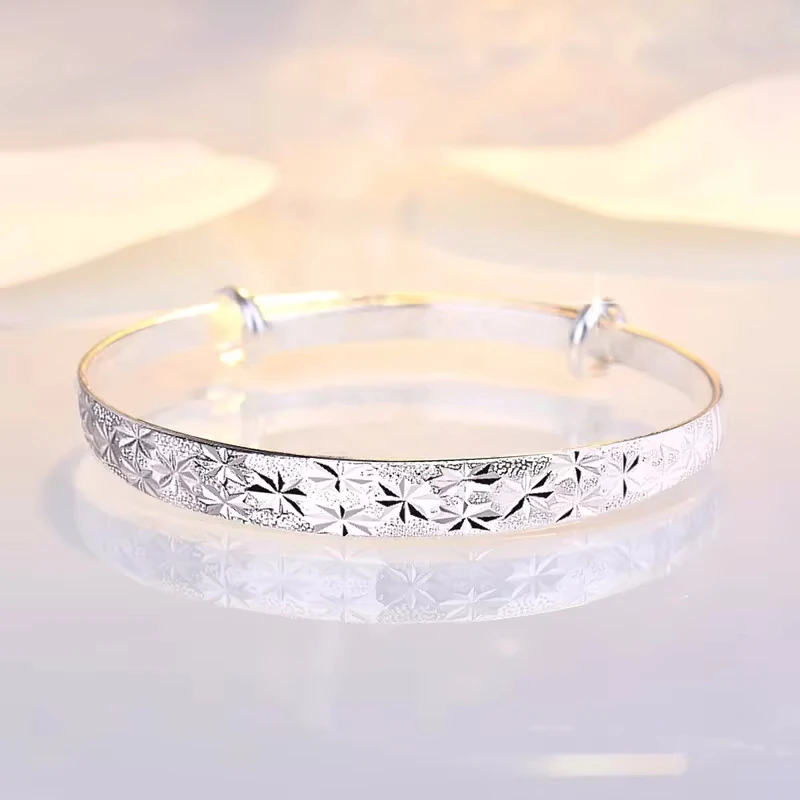 925 Sterling Silver Gypsophila Star Bangle Image 5