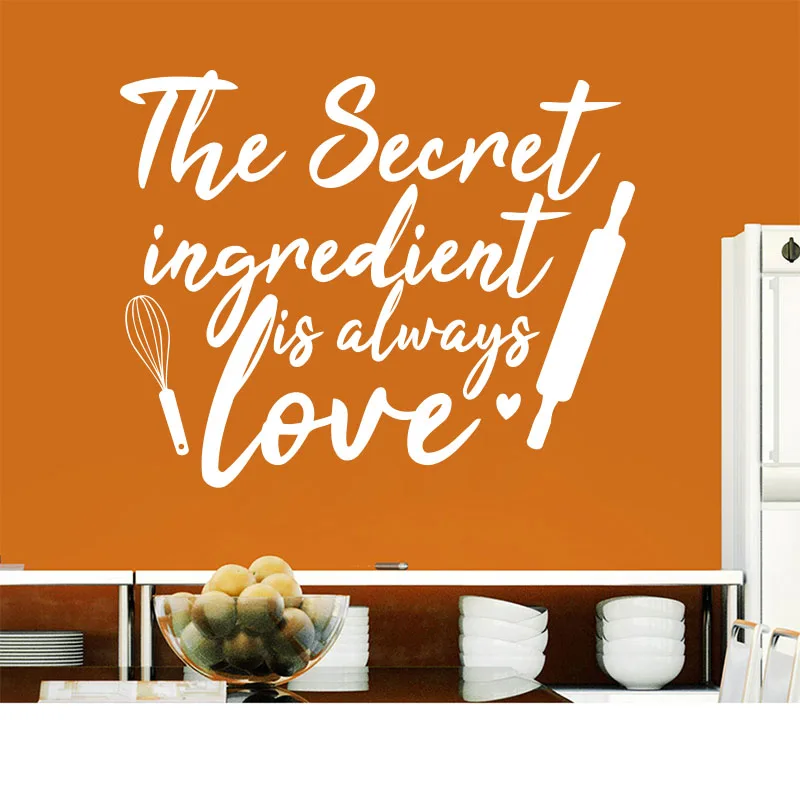 Décoration murale de cuisine, L'ingrédient secret est l'amour, Textes  muraux et